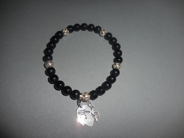 Bracelet onyx noir avec charms tête maure