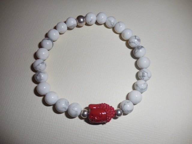 Bracelet howlite  bouddha rouge