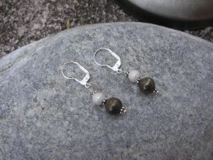 Boucles d'oreilles en pyrite et argent 925