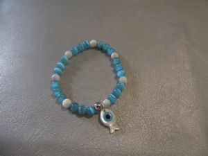 Bracelet oeil de chat turquoise nacre poisson