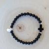 Bracelet croix onyx noir perles 6 mm