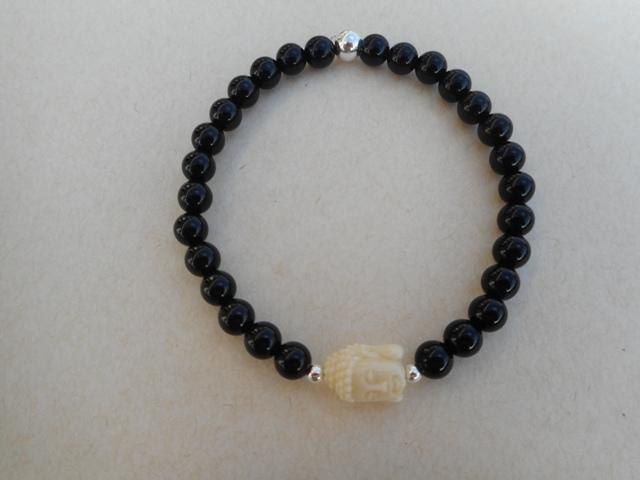 Bracelet onyx noir bouddha