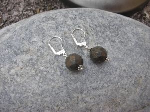 Boucles d'oreilles en pyrite et argent 925