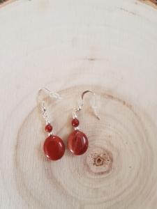 Boucles d'oreilles jaspe rouge palet