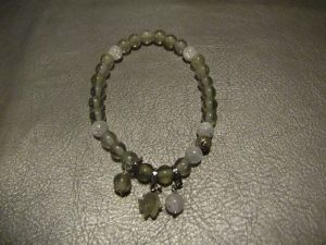 bracelet  PREHNITE 6 MM cristal de roche