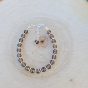 bracelet quartz fumé 6 mm facettes
