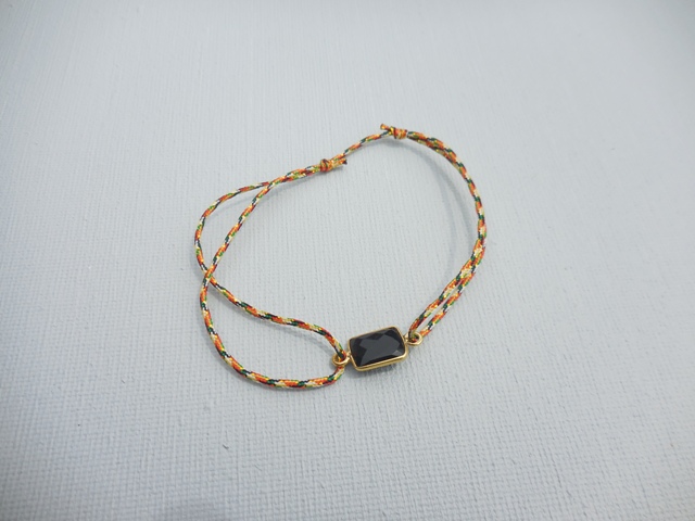 bracelet cordon hippie chic onyx noir vermeil