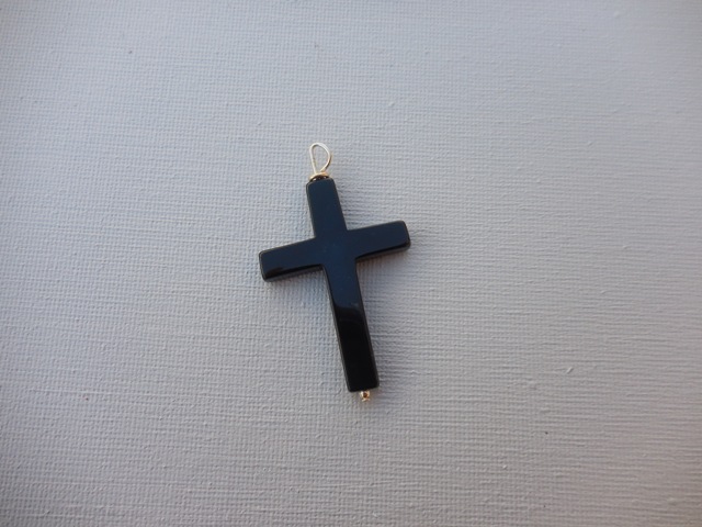 Pendentif croix simple onyx noir argent 925